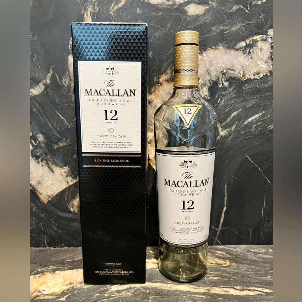 macallan 12 empty box and bottle. Not washed
